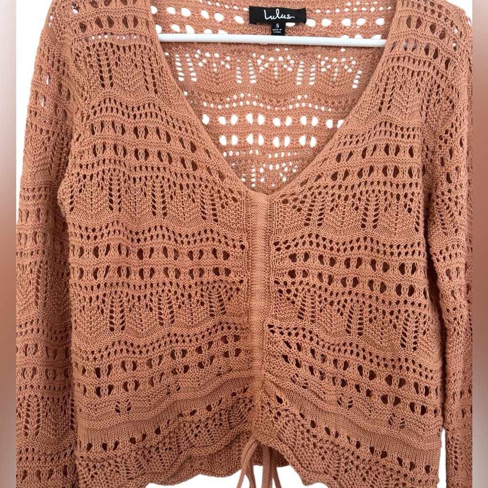 Lulu's Rust Crochet Knit Top - Picture 3 of 6